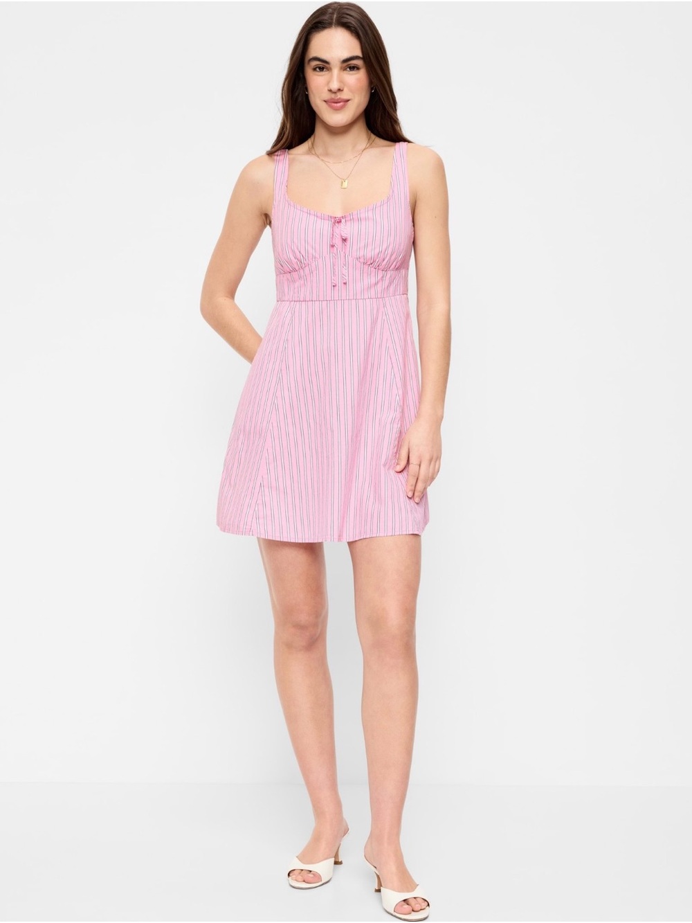 Old Navy Pink Striped Sleeveless Mini Dress